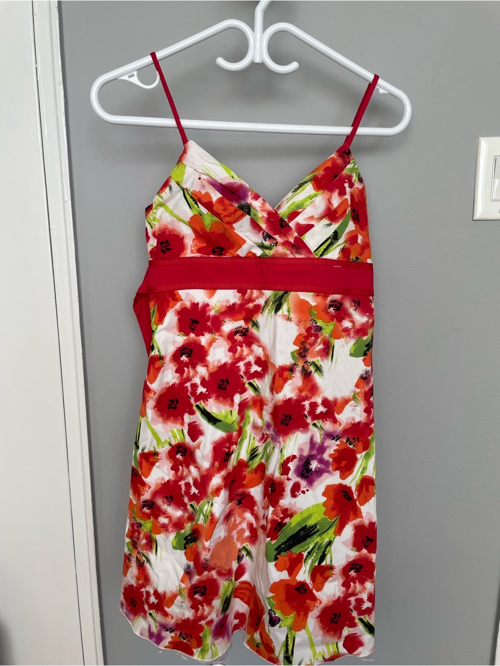 Suzy Floral Red & White Spaghetti-Strap Sundress